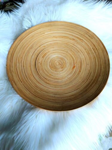 Thrifted circular-shaped wooden bowl