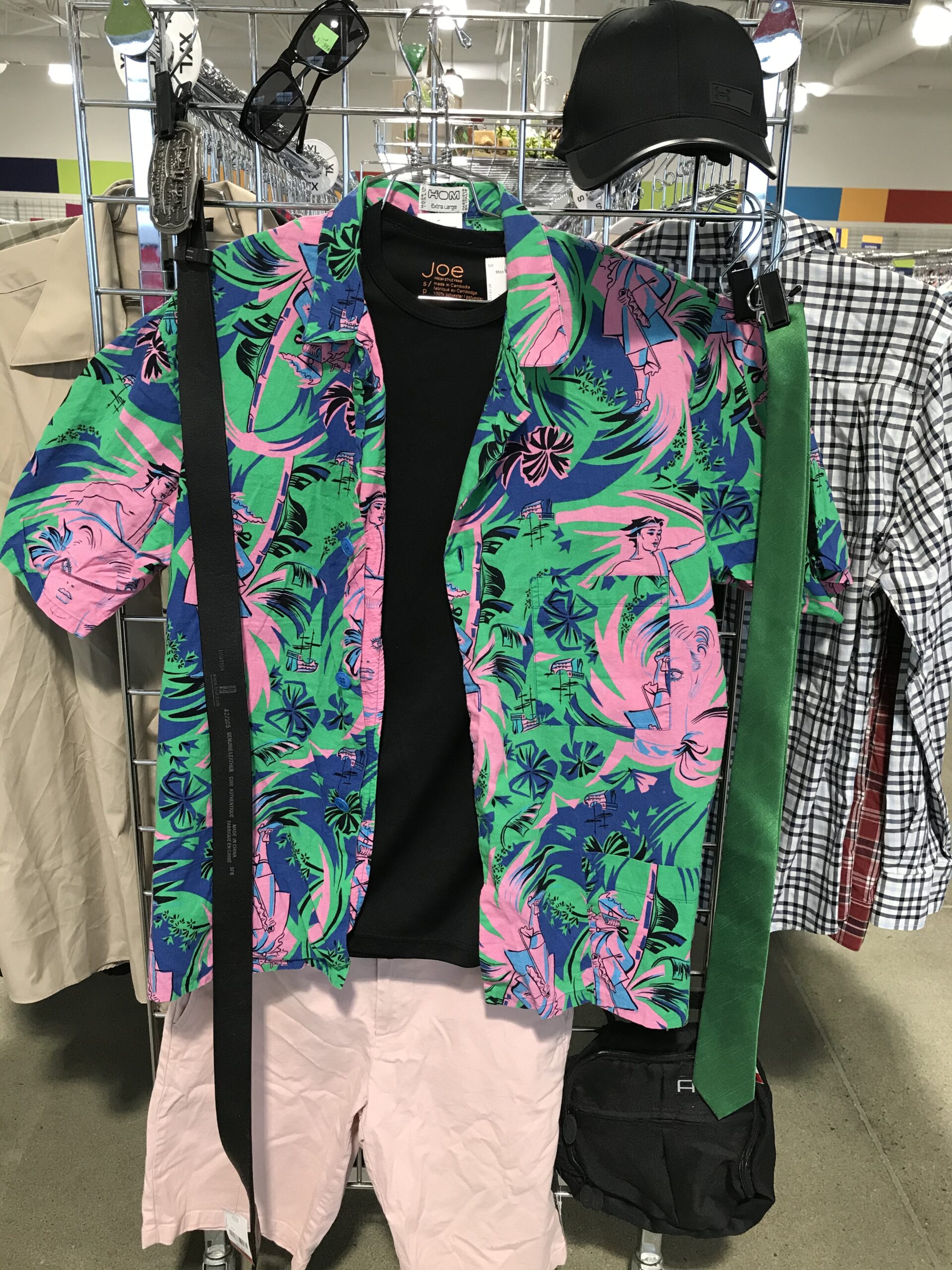 Men's Neon Floral Summer Fashion Button up Outfit