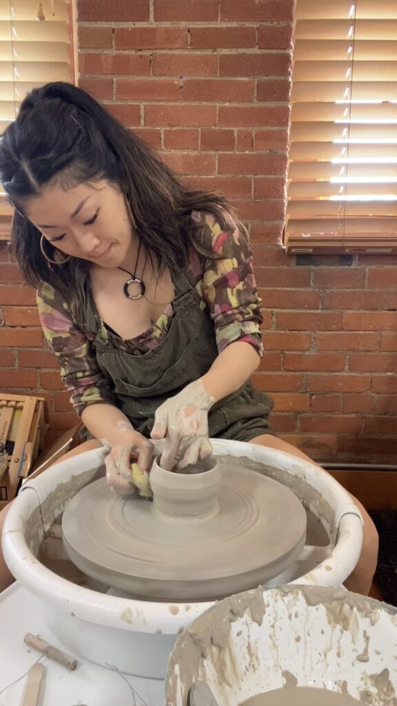 Anna starting clay art piece