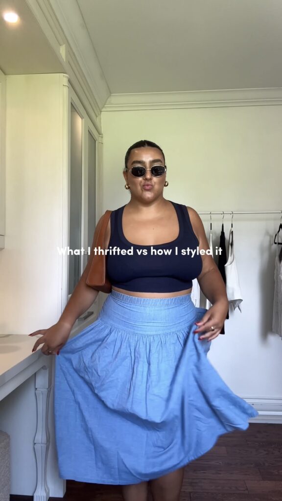 What I thrifted vs how i styled it - blue skirt