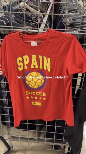 What I thrifted vs how i styled it - red Spain shirt
