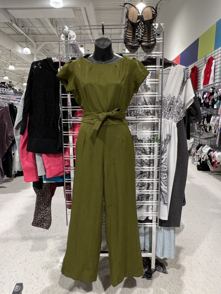 Thrifted khaki Green Utility Jumpsuit for summer fashion