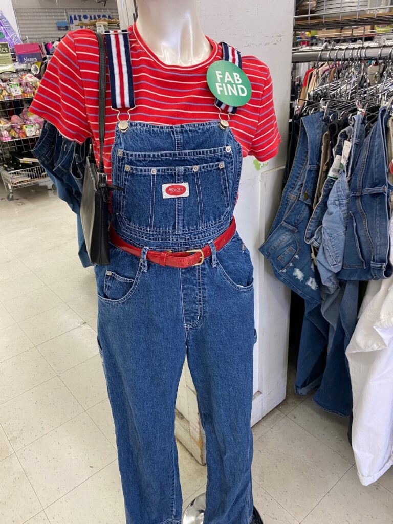 Streetsville thrift Overalls with Red T-shirt for the summer