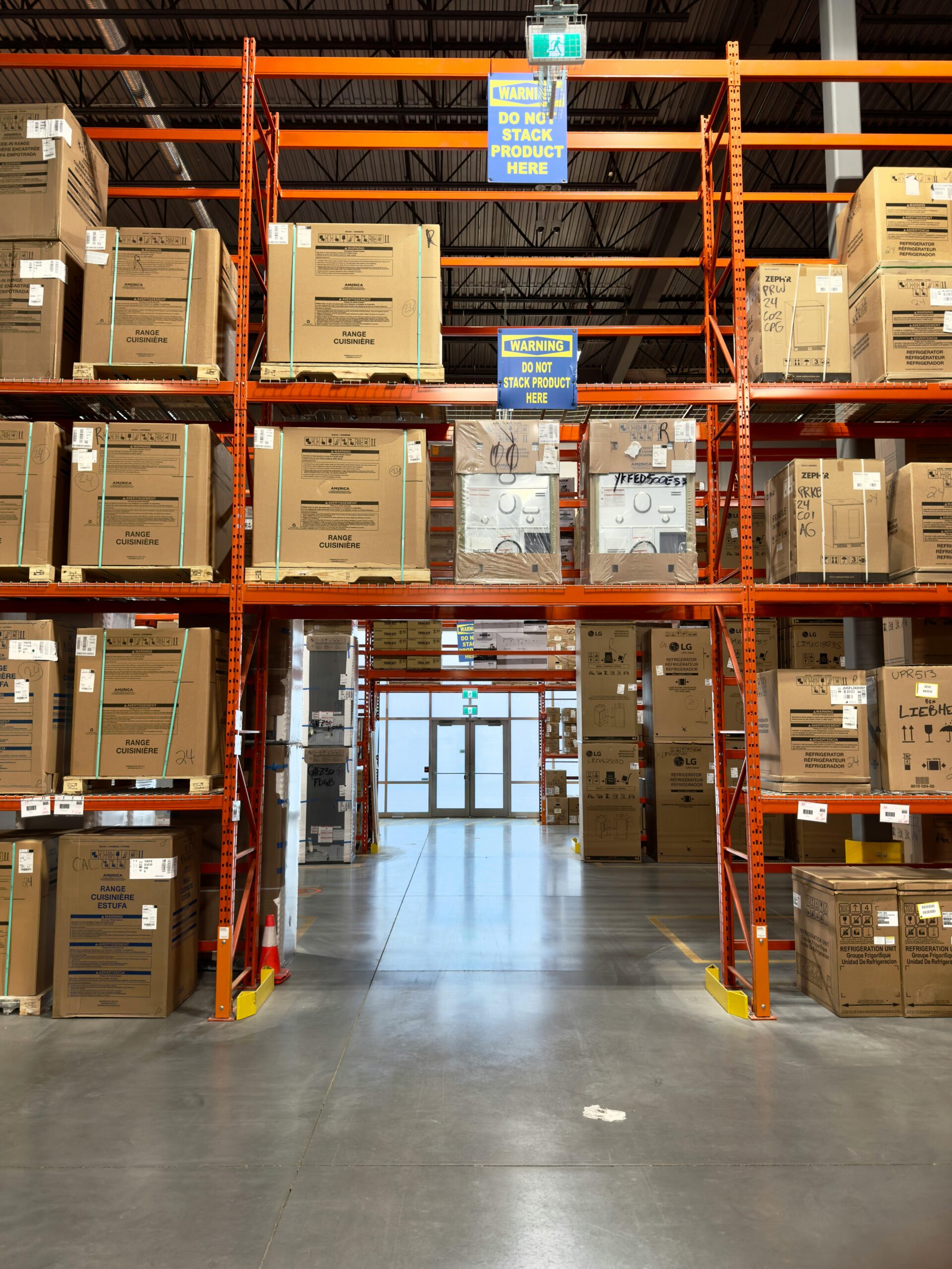 Boxes of surplus inventory in warehouse