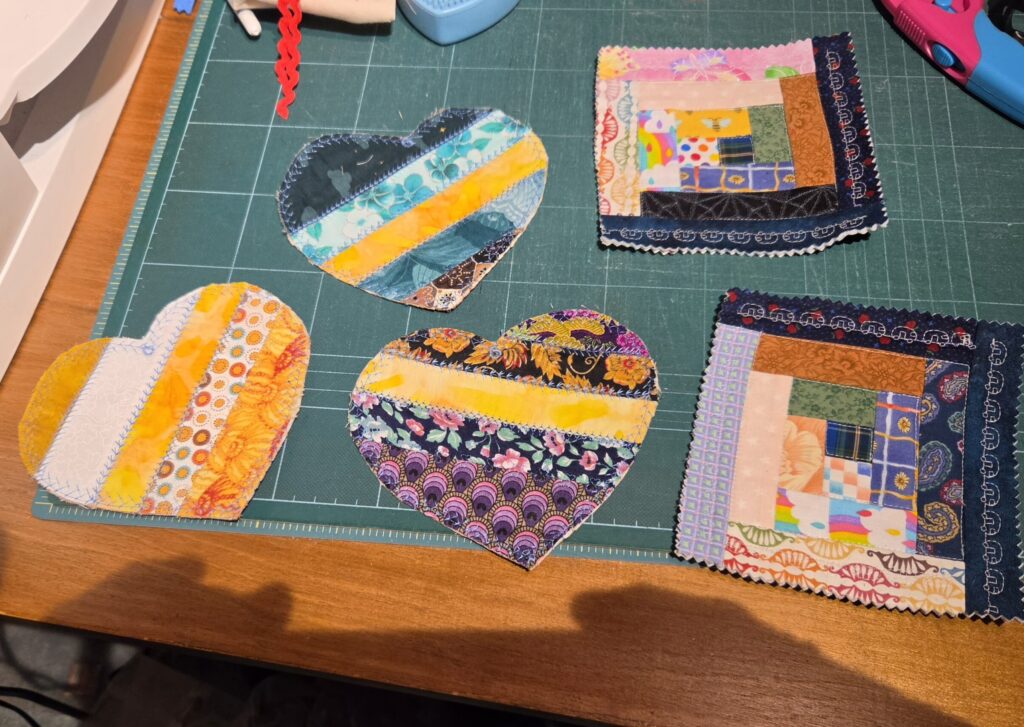 Bonnie Richards Quilted squares and hearts with different patterns
