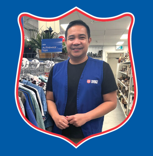 Vener smiling in the Sidney Salvation Army Thrift Store